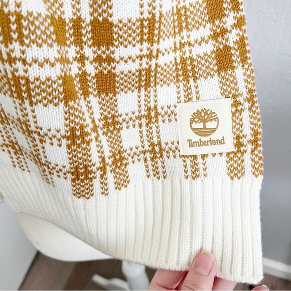 Timberland Buffalo Tan Plaid Scarf Unisex Neutral Preppy Fall Winter Gift - Picture 4 of 6